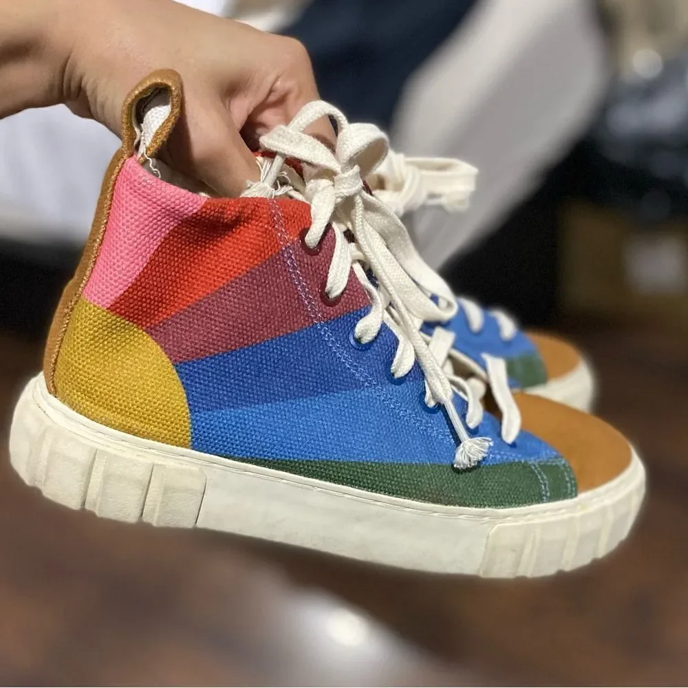 FARM RIO Rainbow Sun High Top Platform Lace Up Sneakers Multicolor